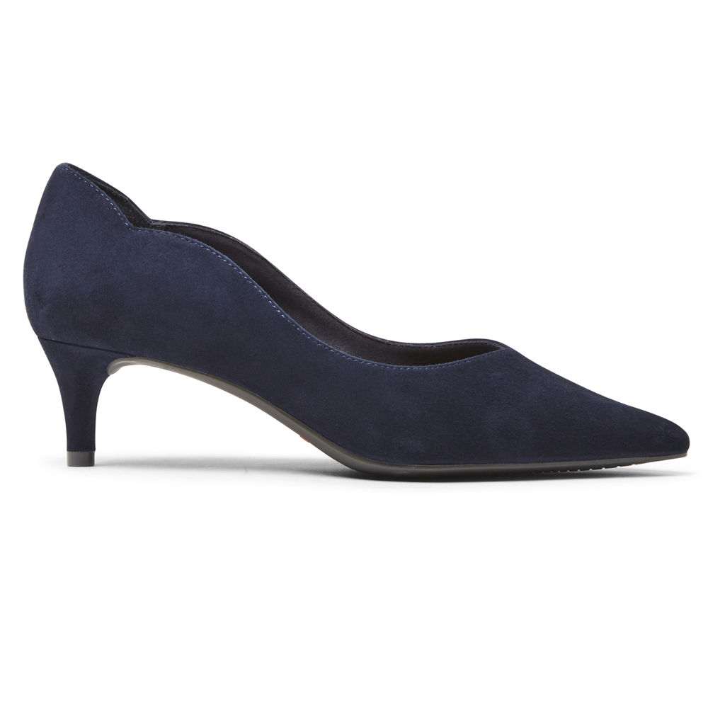 Rockport Singapore Womens Heels - Total Motion Noelle Scalloped-Back Navy - CV4356920